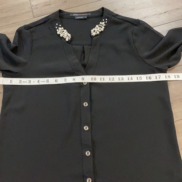 5 for $25 BCBG MAXAZRIA black blouse‎ top beaded top - Picture 5 of 6